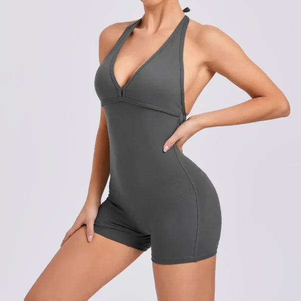 Yoga Pants Halter Neck Jumpsuit Beauty Back Shorts High Elastic One-piece Fitness For Womens Clothing - Image 17
