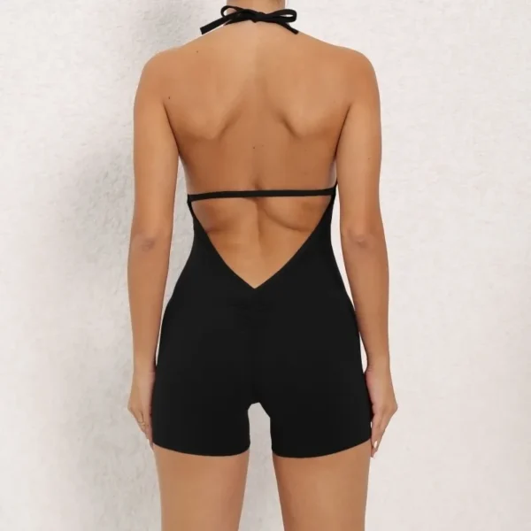 Yoga Pants Halter Neck Jumpsuit Beauty Back Shorts High Elastic One-piece Fitness For Womens Clothing - Image 16