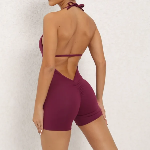 Yoga Pants Halter Neck Jumpsuit Beauty Back Shorts High Elastic One-piece Fitness For Womens Clothing - Image 19