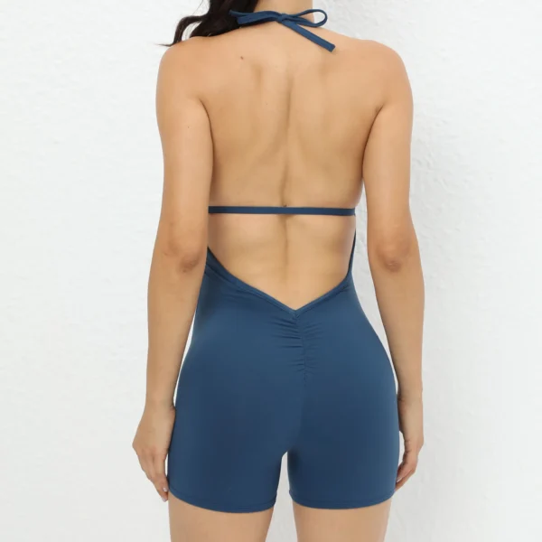 Yoga Pants Halter Neck Jumpsuit Beauty Back Shorts High Elastic One-piece Fitness For Womens Clothing - Image 6