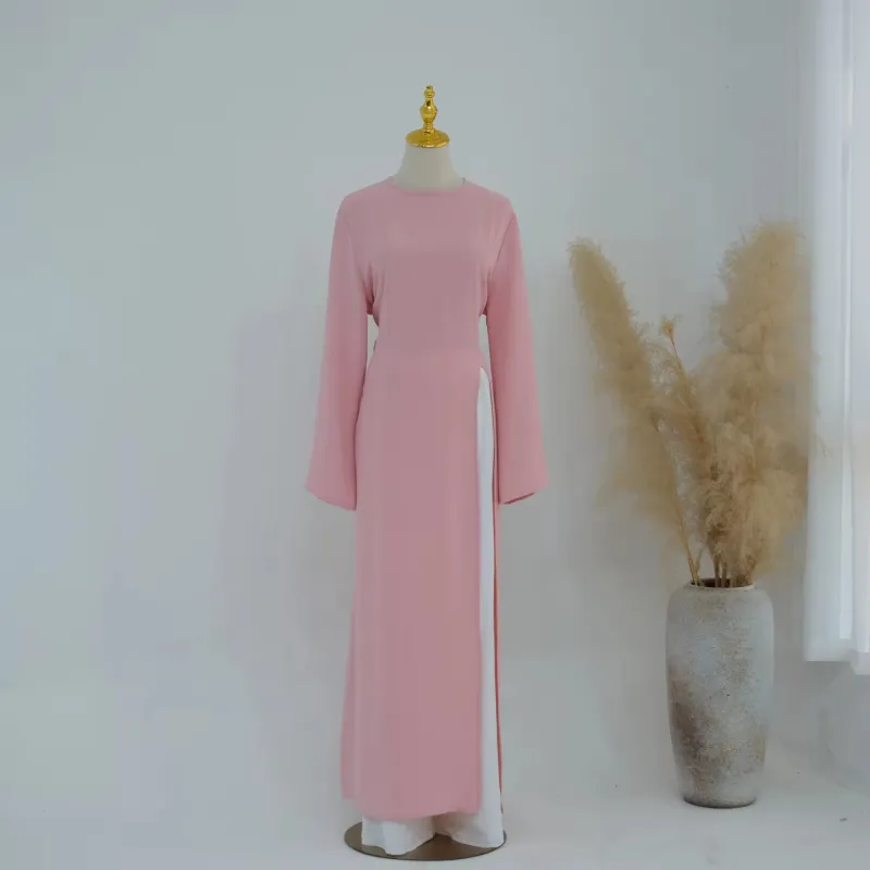 Long Sleeved Robe With Slit Solid Color Wide Leg Pants Two-piece Set - Image 5